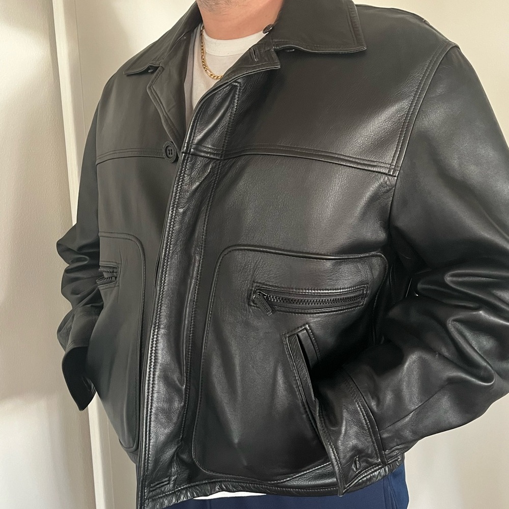 Versace Men's Black Leather Jacket